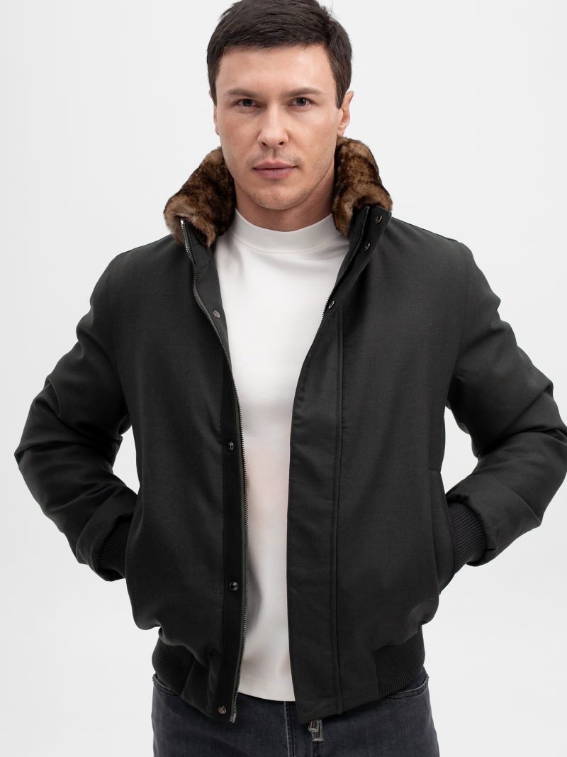 ПРЕМИАЛЬНЫЙ ШЕРСТЯНОЙ БОМБЕР С МЕХОВОЙ ОТДЕЛКОЙ ИЗ БОБРА CORNELI