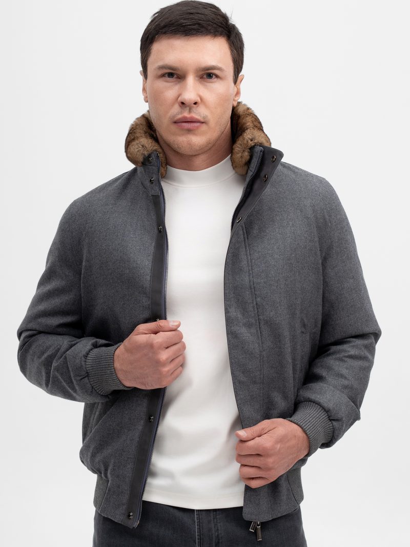 ПРЕМИАЛЬНЫЙ ШЕРСТЯНОЙ БОМБЕР С МЕХОВОЙ ОТДЕЛКОЙ ИЗ БОБРА CORNELI